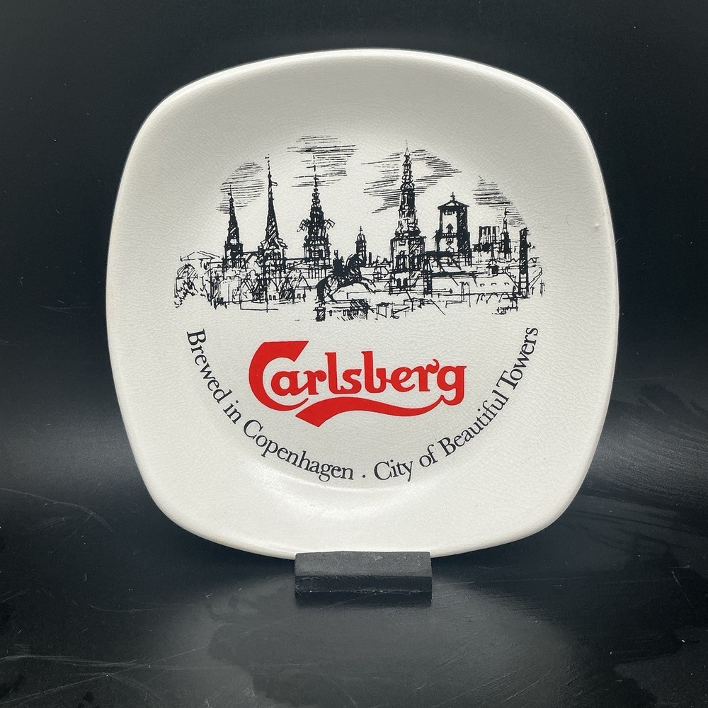 Vintage Carlsberg Ceramic Ashtray Pub Dish - Copenhagen Towers